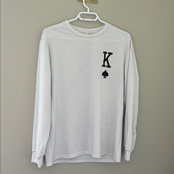 White Long Sleeve Shirt with Black K Spade Design - Picture 1 of 3